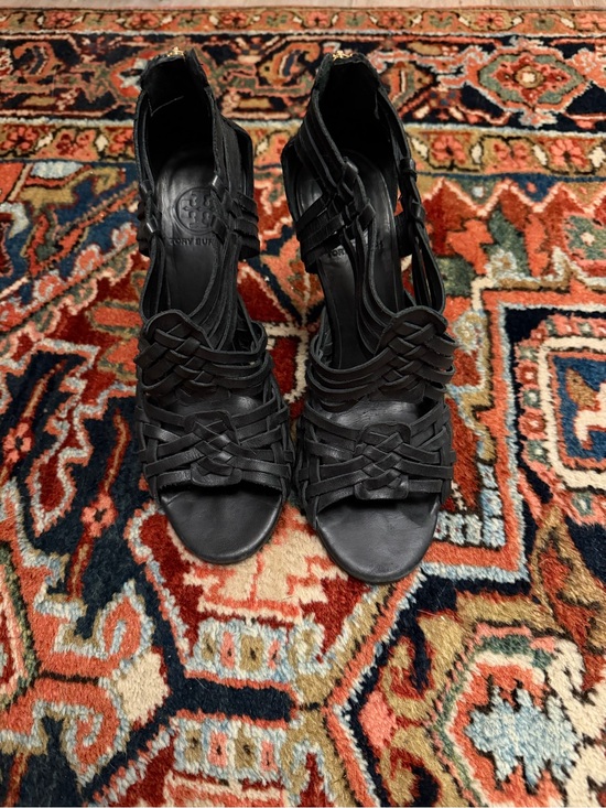 Tory Burch Shoes - Tory Burch Black Woven Leather Heels